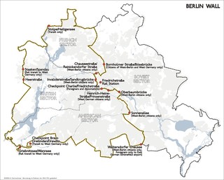 Plan du mur de Berlin avec les portes